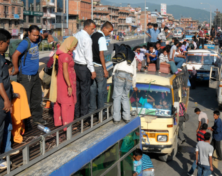 Number of people leaving valley for Dashain on the rise